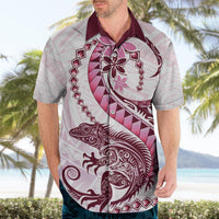 Pink Maori Tuatara Hawaiian Shirt Luxury Pastel Pattern