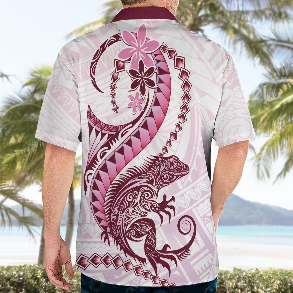 Pink Maori Tuatara Hawaiian Shirt Luxury Pastel Pattern