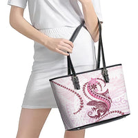 Pink Maori Tuatara Leather Tote Bag Luxury Pastel Pattern