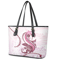 Pink Maori Tuatara Leather Tote Bag Luxury Pastel Pattern