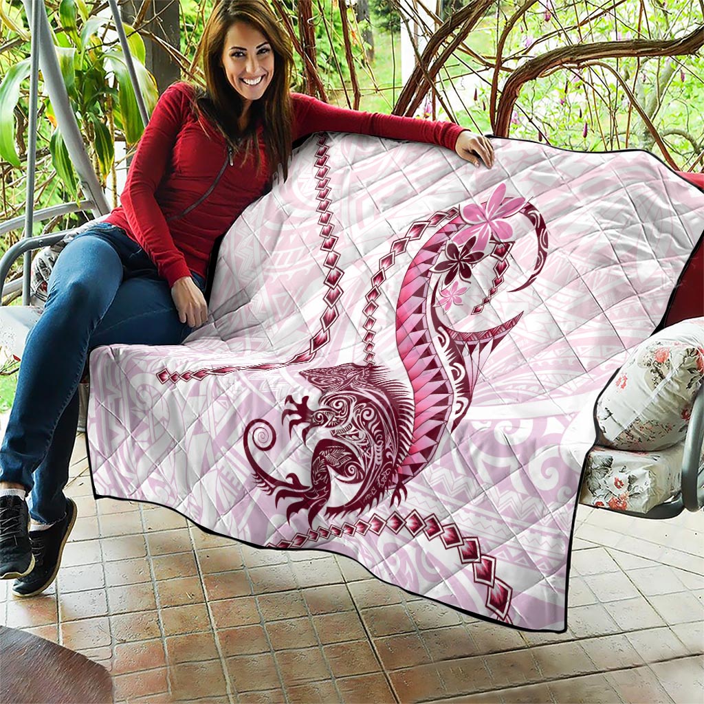 Pink Maori Tuatara Quilt Luxury Pastel Pattern LT01 - Polynesian Pride