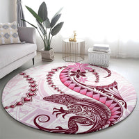 Pink Maori Tuatara Round Carpet Luxury Pastel Pattern LT01 - Polynesian Pride