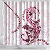 Pink Maori Tuatara Shower Curtain Luxury Pastel Pattern