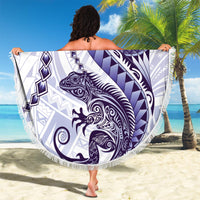 Purple Maori Tuatara Beach Blanket Luxury Pastel Pattern