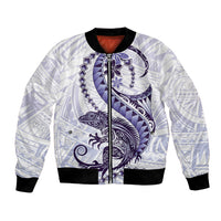 Purple Maori Tuatara Bomber Jacket Luxury Pastel Pattern
