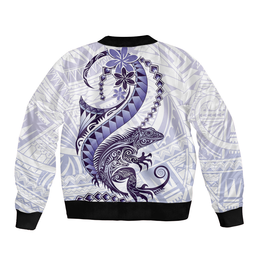 Purple Maori Tuatara Bomber Jacket Luxury Pastel Pattern