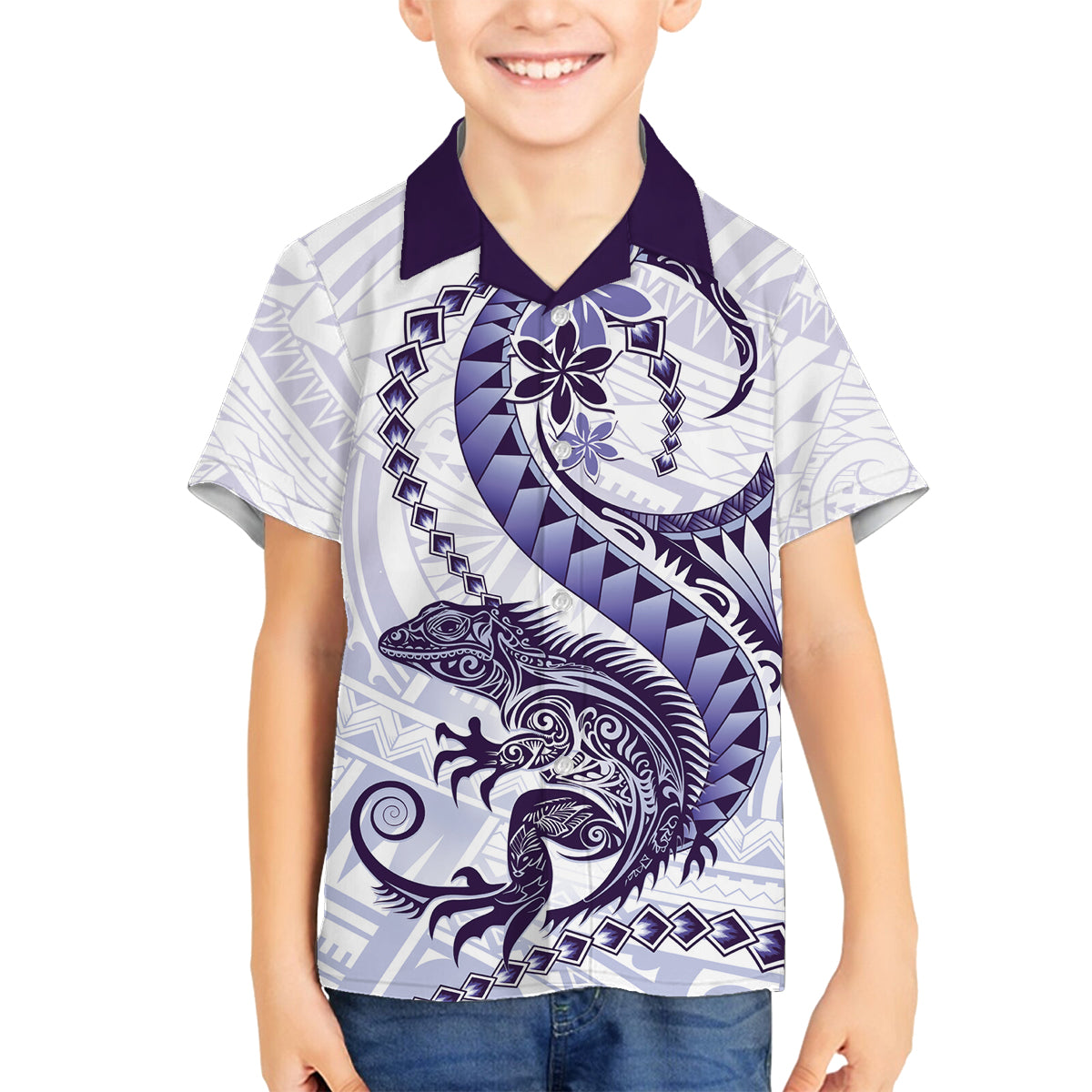 Purple Maori Tuatara Family Matching Off The Shoulder Long Sleeve Dress and Hawaiian Shirt Luxury Pastel Pattern