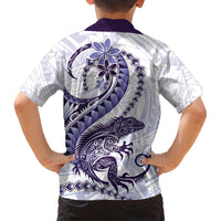 Purple Maori Tuatara Family Matching Tank Maxi Dress and Hawaiian Shirt Luxury Pastel Pattern