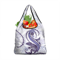 Purple Maori Tuatara Grocery Bag Luxury Pastel Pattern