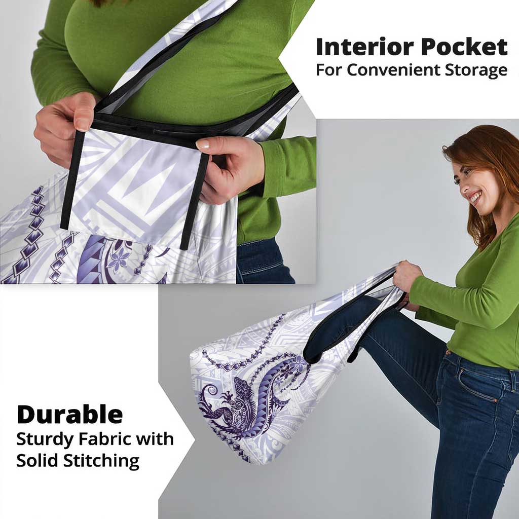 Purple Maori Tuatara Grocery Bag Luxury Pastel Pattern