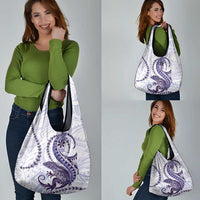 Purple Maori Tuatara Grocery Bag Luxury Pastel Pattern