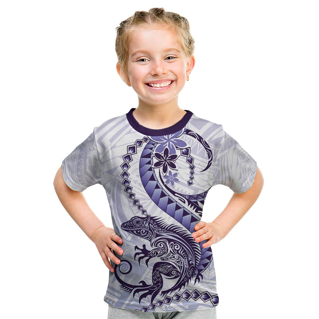 Purple Maori Tuatara Kid T Shirt Luxury Pastel Pattern LT01 Purple - Polynesian Pride