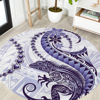 Purple Maori Tuatara Round Carpet Luxury Pastel Pattern LT01 Purple - Polynesian Pride