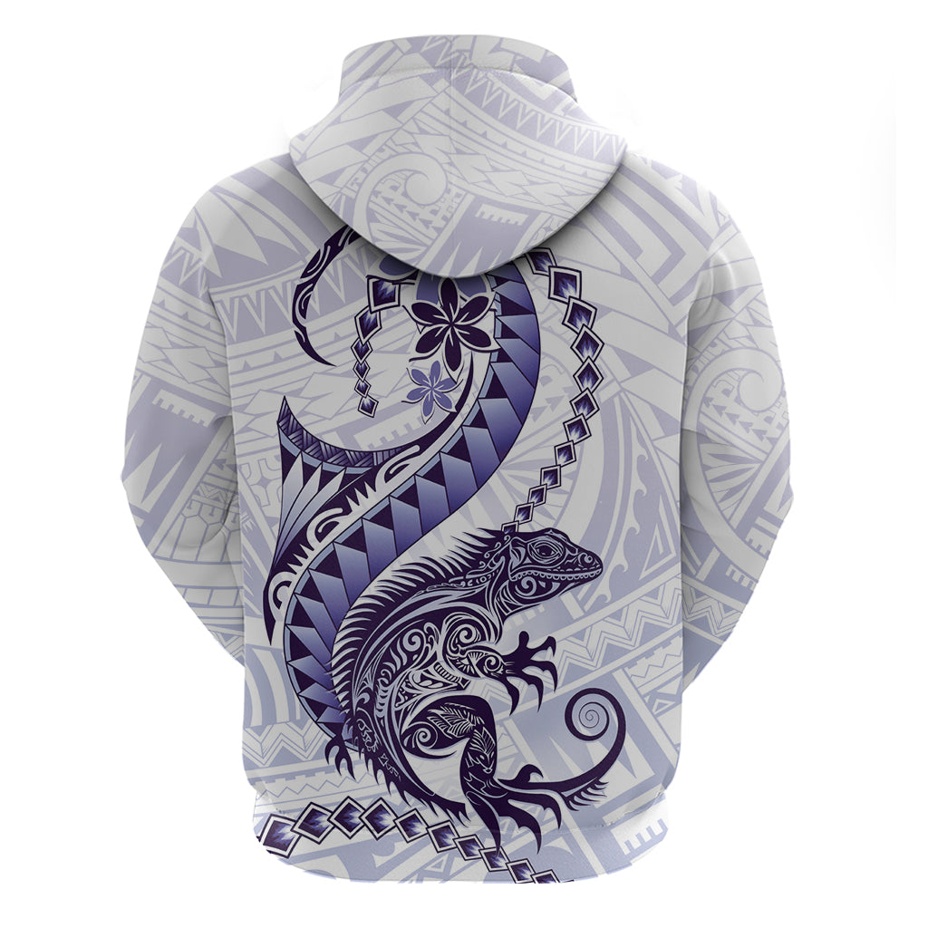 Purple Maori Tuatara Zip Hoodie Luxury Pastel Pattern