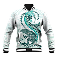 Teal Maori Tuatara Baseball Jacket Luxury Pastel Pattern