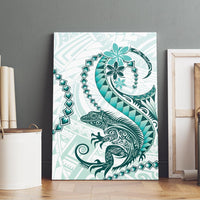 Teal Maori Tuatara Canvas Wall Art Luxury Pastel Pattern