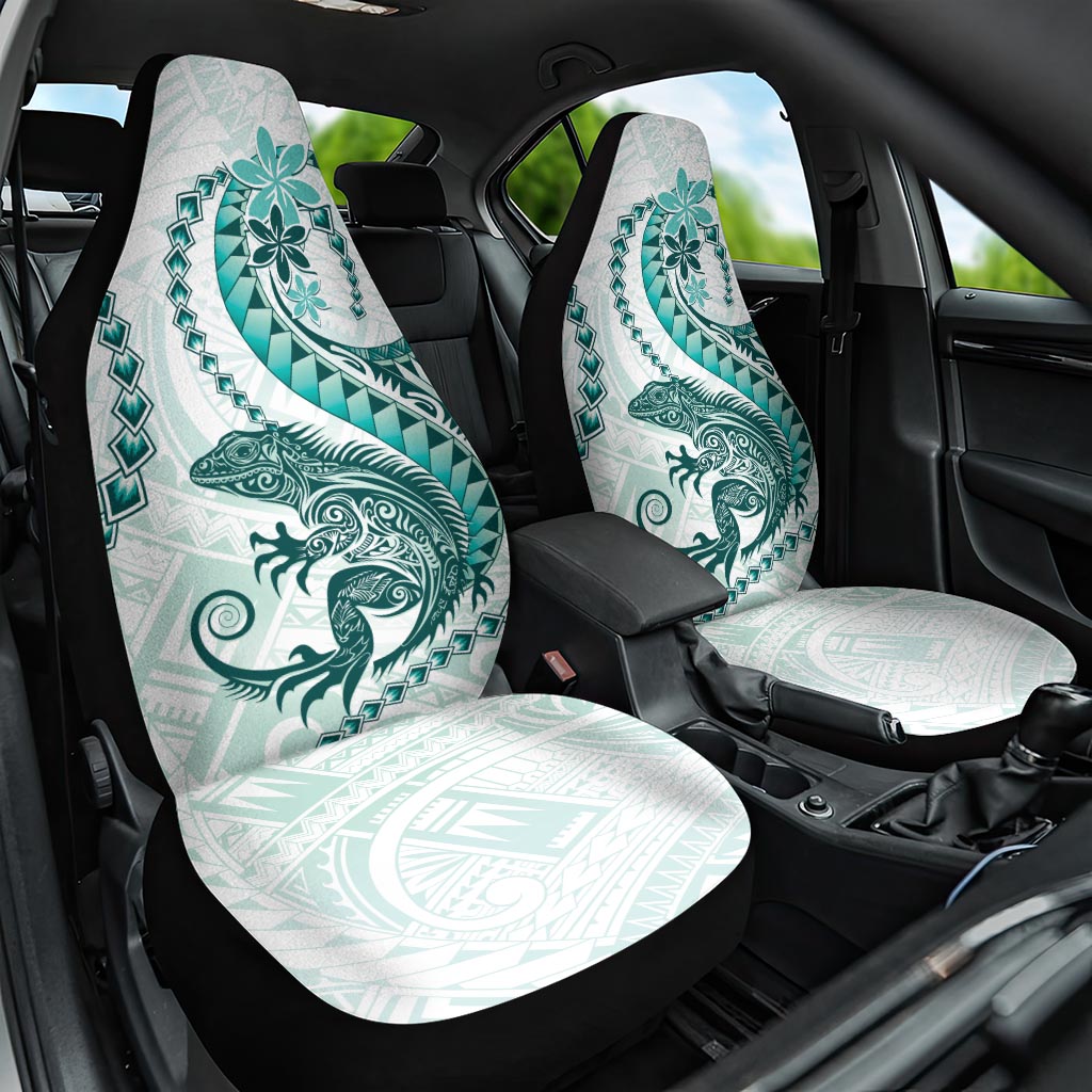Teal Maori Tuatara Car Seat Cover Luxury Pastel Pattern