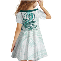 Teal Maori Tuatara Family Matching Mermaid Dress and Hawaiian Shirt Luxury Pastel Pattern