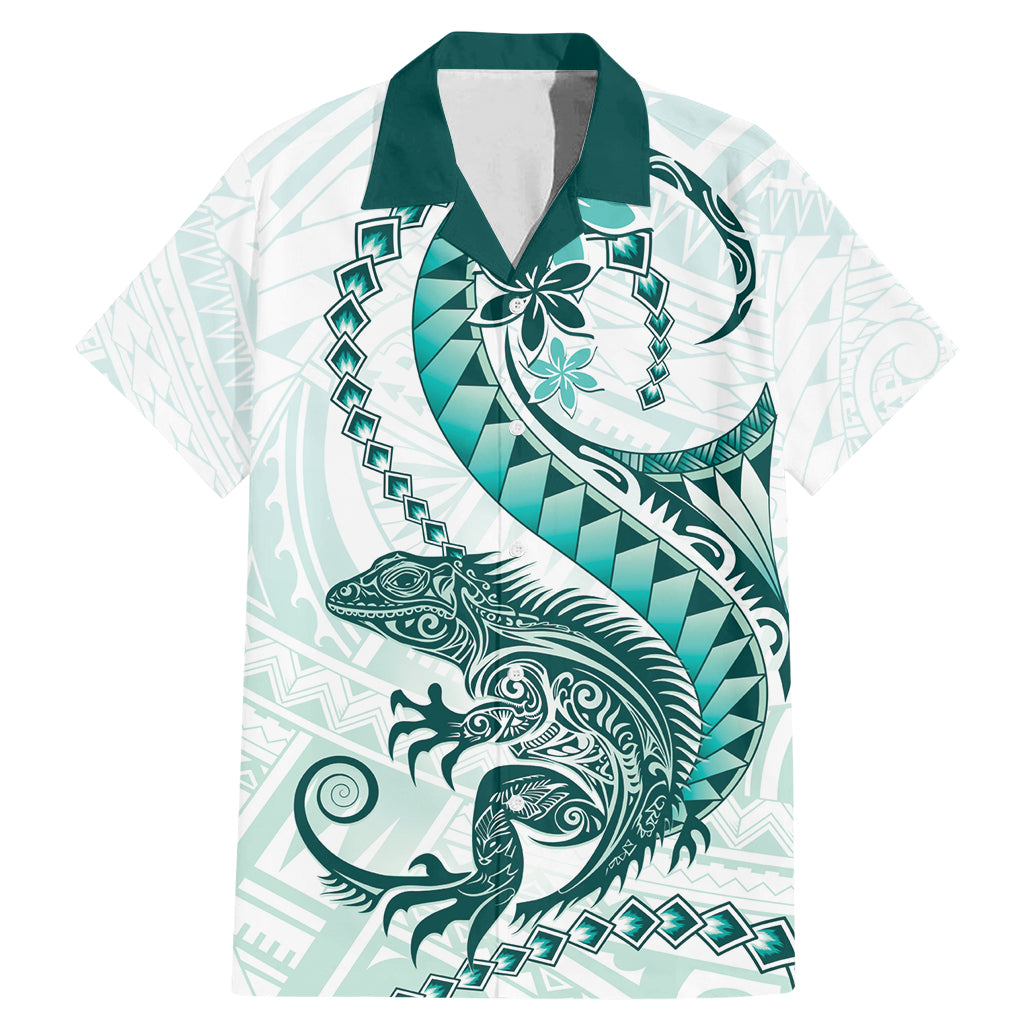 Teal Maori Tuatara Family Matching Mermaid Dress and Hawaiian Shirt Luxury Pastel Pattern