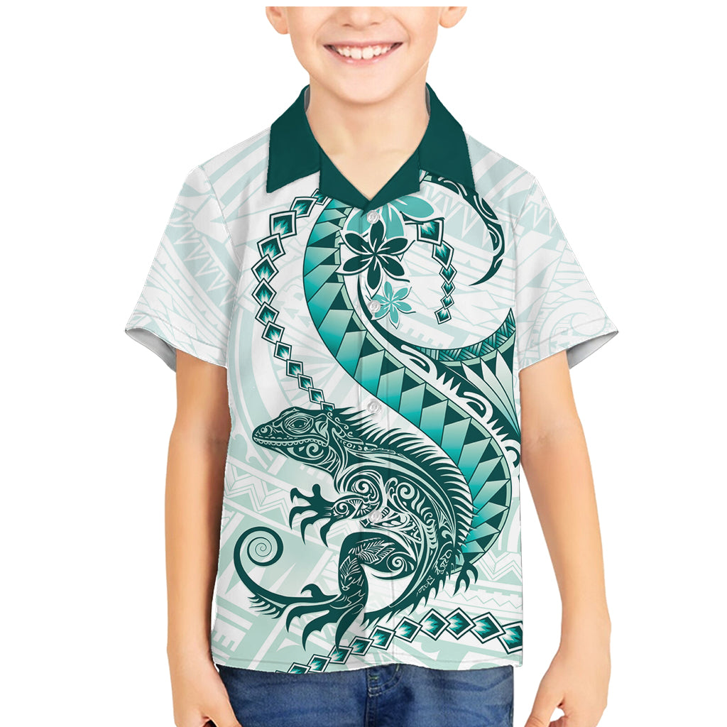 Teal Maori Tuatara Family Matching Mermaid Dress and Hawaiian Shirt Luxury Pastel Pattern