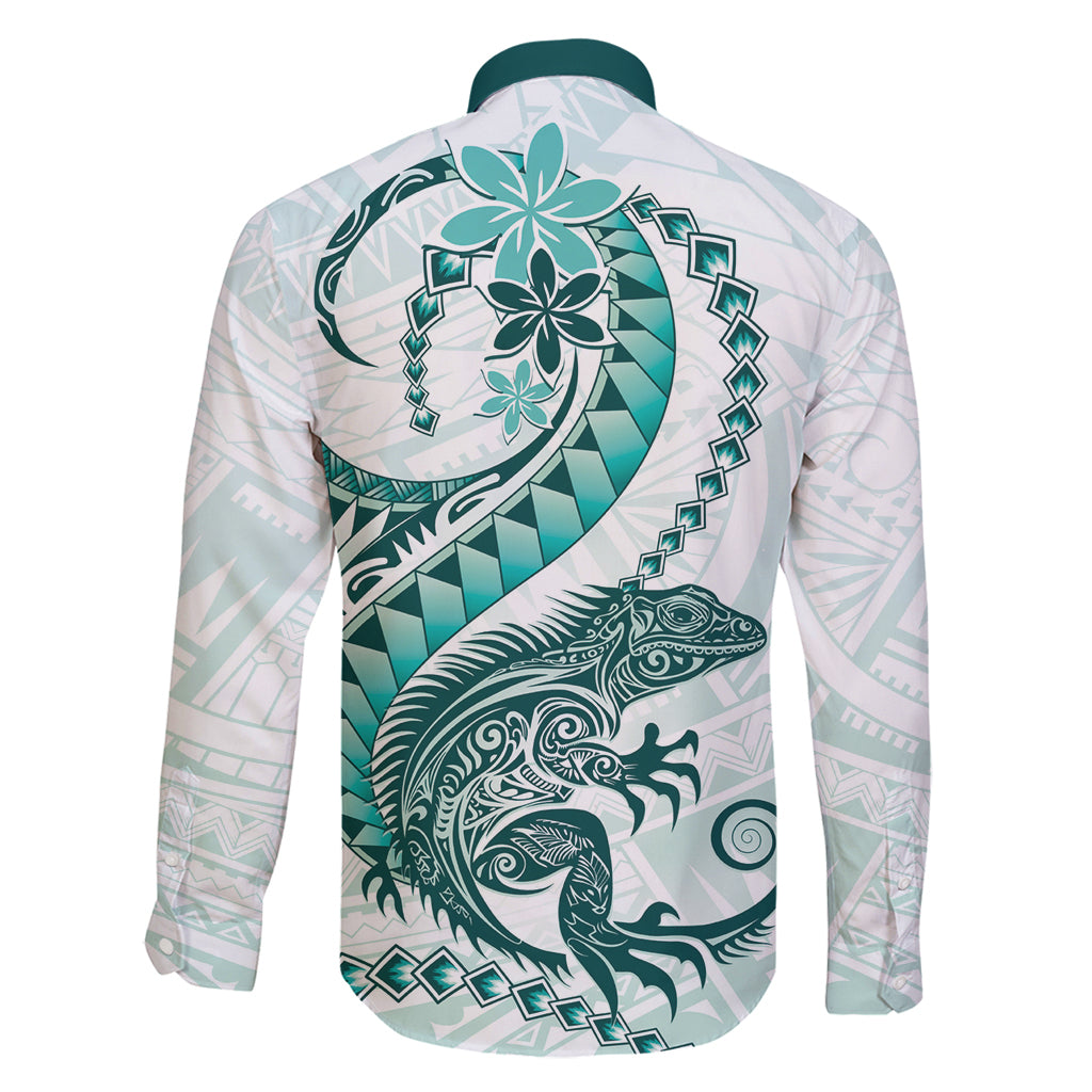 Teal Maori Tuatara Family Matching Tank Maxi Dress and Hawaiian Shirt Luxury Pastel Pattern