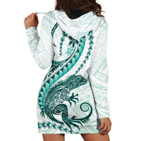 Teal Maori Tuatara Hoodie Dress Luxury Pastel Pattern