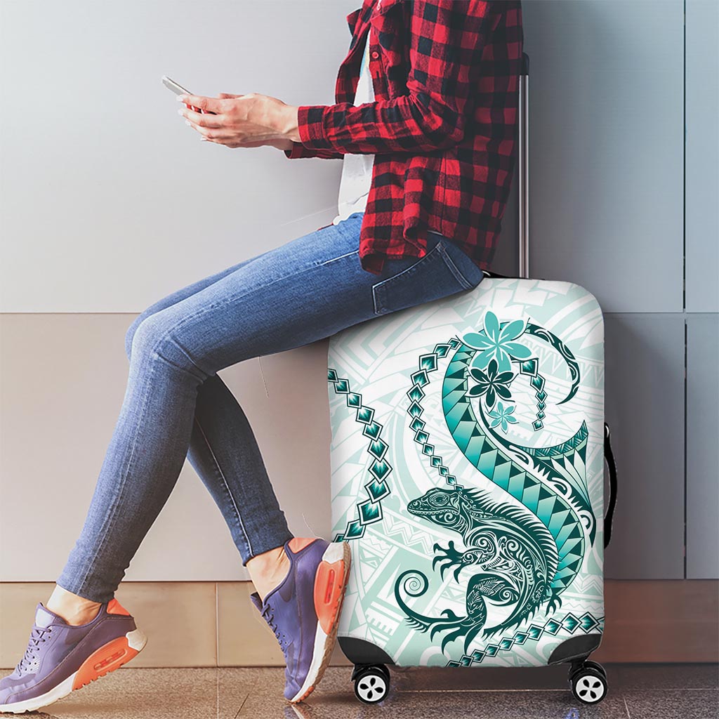 Teal Maori Tuatara Luggage Cover Luxury Pastel Pattern LT01 - Polynesian Pride