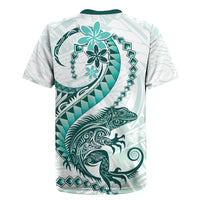 Teal Maori Tuatara Rugby Jersey Luxury Pastel Pattern