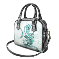 Teal Maori Tuatara Shoulder Handbag Luxury Pastel Pattern