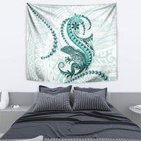 Teal Maori Tuatara Tapestry Luxury Pastel Pattern LT01 - Polynesian Pride
