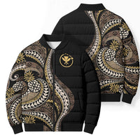 Hawaii Pineapple Brown Tribal Pattern Bomber Puffer Jacket - Polynesian Pride