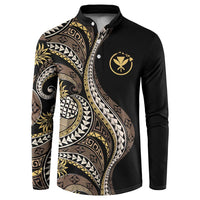 Hawaii Pineapple Brown Tribal Pattern Button Sweatshirt - Polynesian Pride