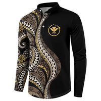 Hawaii Pineapple Brown Tribal Pattern Button Sweatshirt - Polynesian Pride