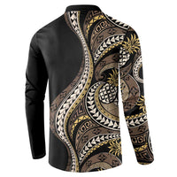Hawaii Pineapple Brown Tribal Pattern Button Sweatshirt - Polynesian Pride