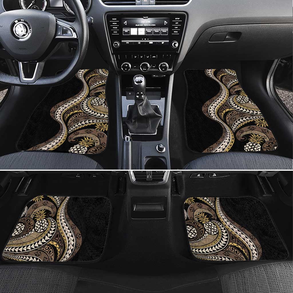 Hawaii Pineapple Brown Tribal Pattern Car Mats - Polynesian Pride