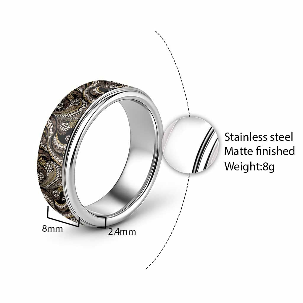Hawaii Pineapple Brown Tribal Pattern Classic Ring - Polynesian Pride