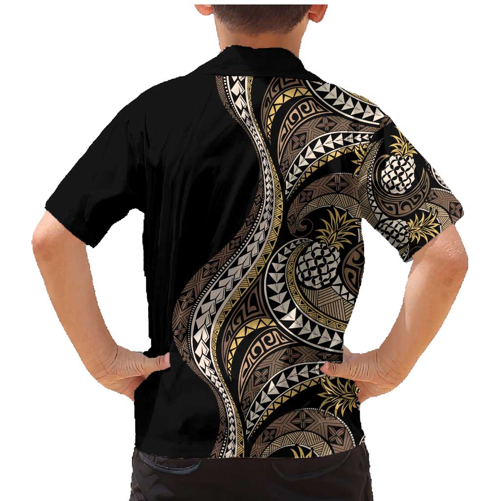 Hawaii Pineapple Brown Tribal Pattern Family Matching Mermaid Dress and Hawaiian Shirt - Polynesian Pride