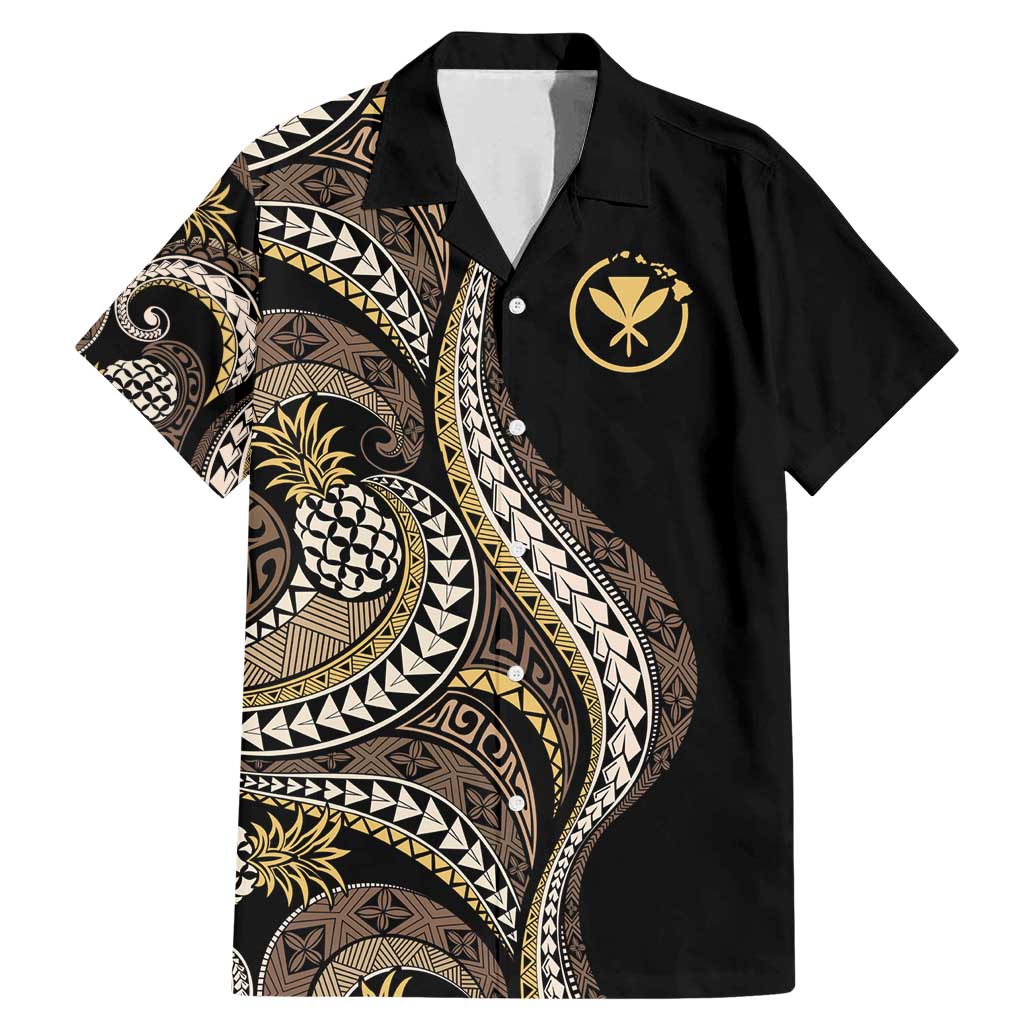 Hawaii Pineapple Brown Tribal Pattern Family Matching Mermaid Dress and Hawaiian Shirt - Polynesian Pride