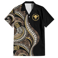 Hawaii Pineapple Brown Tribal Pattern Family Matching Puletasi and Hawaiian Shirt - Polynesian Pride