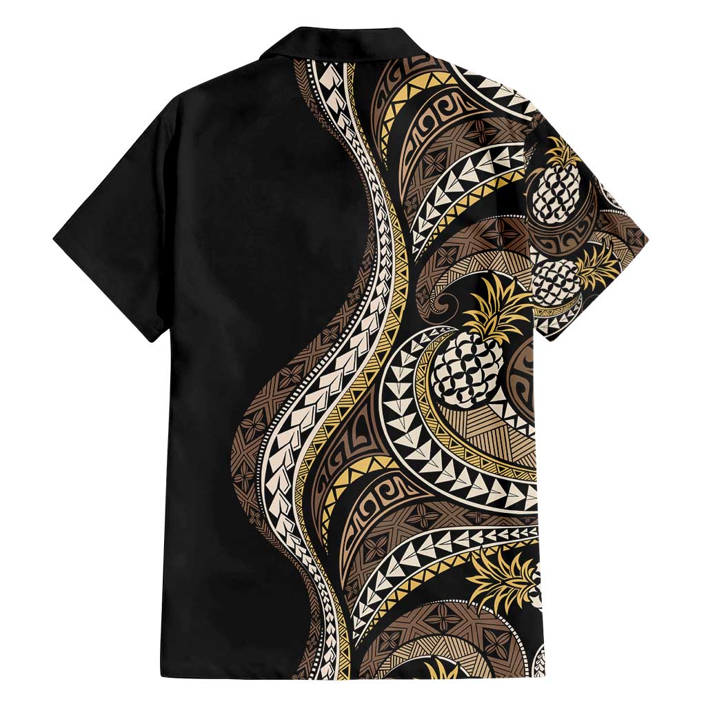 Hawaii Pineapple Brown Tribal Pattern Family Matching Puletasi and Hawaiian Shirt - Polynesian Pride