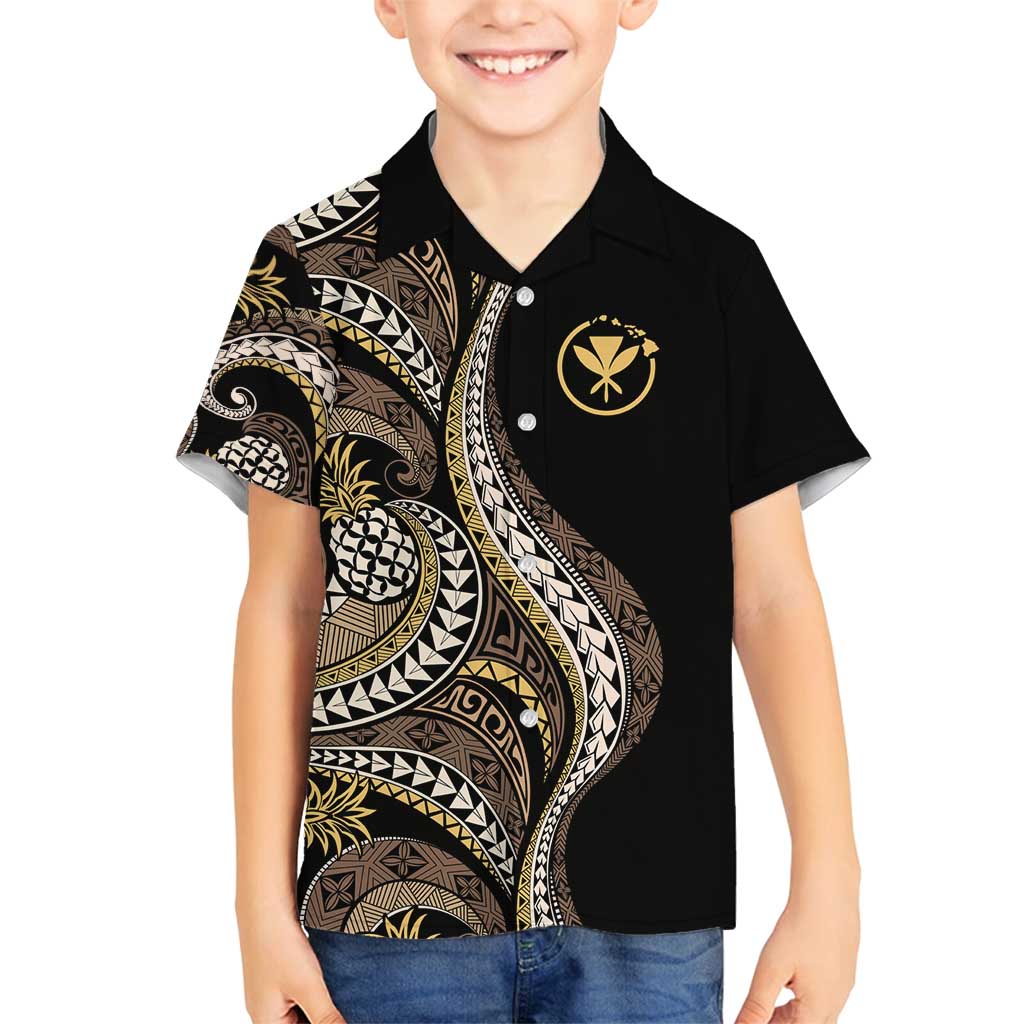 Hawaii Pineapple Brown Tribal Pattern Family Matching Puletasi and Hawaiian Shirt - Polynesian Pride