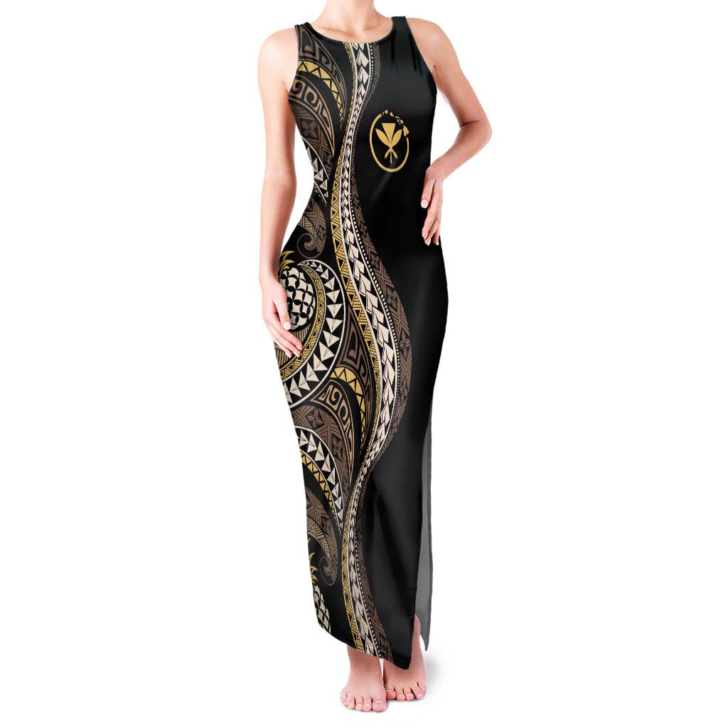 Hawaii Pineapple Brown Tribal Pattern Family Matching Tank Maxi Dress and Hawaiian Shirt - Polynesian Pride
