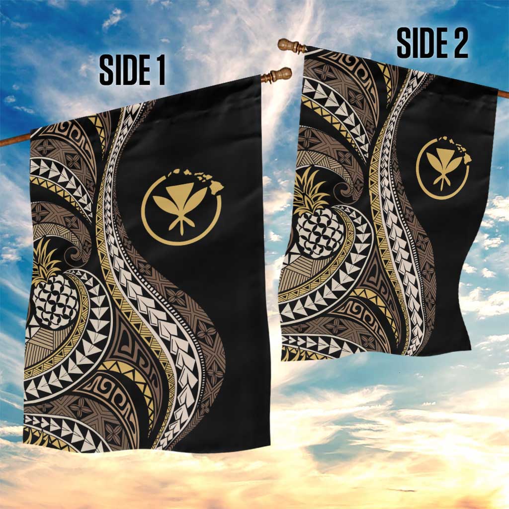 Hawaii Pineapple Brown Tribal Pattern Garden Flag - Polynesian Pride
