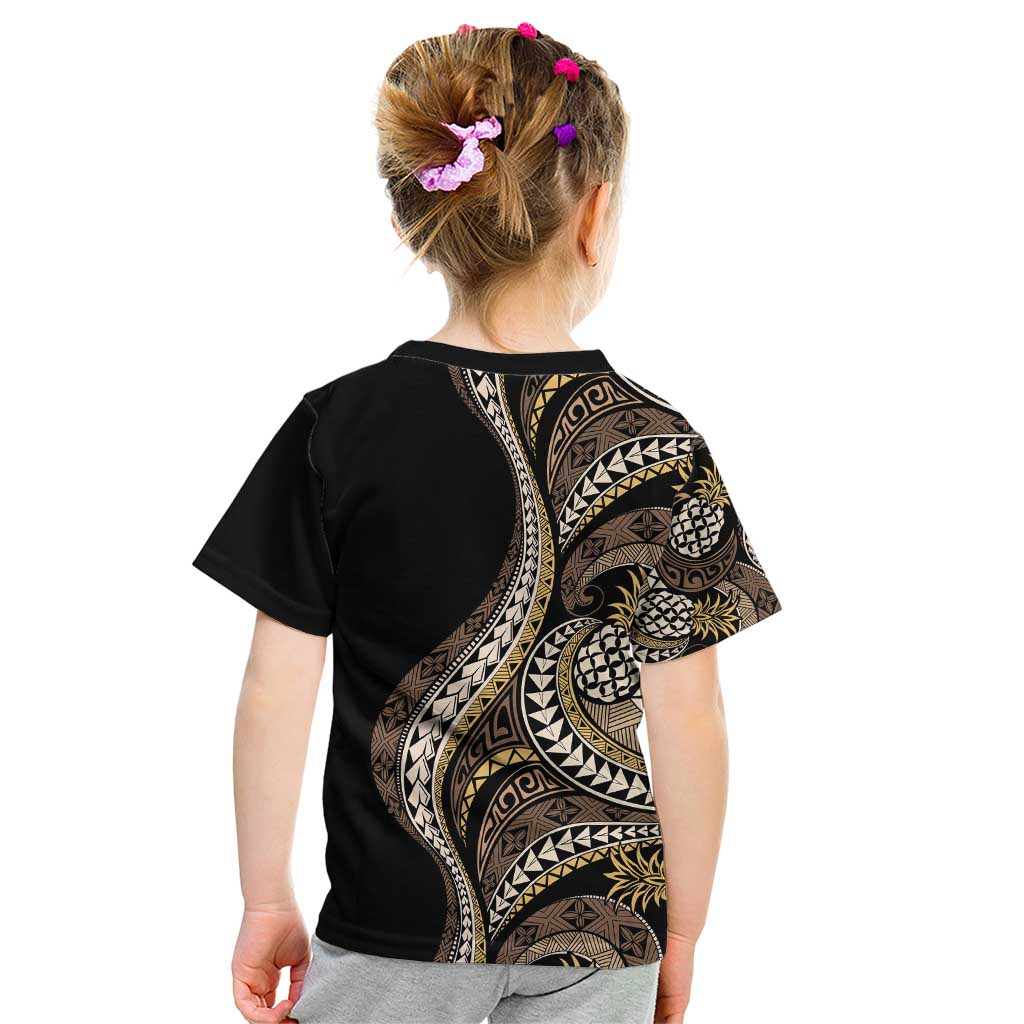 Hawaii Pineapple Brown Tribal Pattern Kid T Shirt - Polynesian Pride