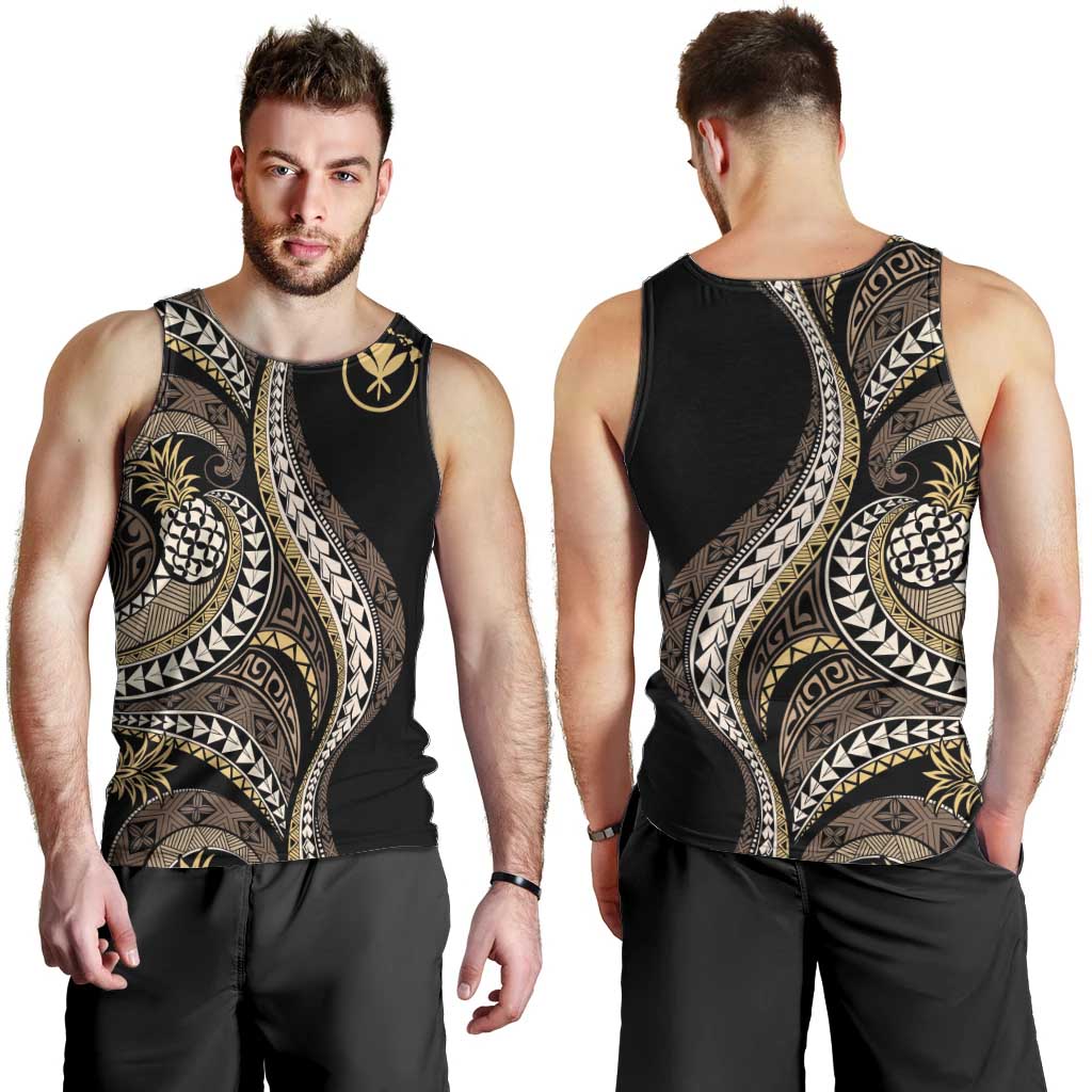 Hawaii Pineapple Brown Tribal Pattern Men Tank Top - Polynesian Pride