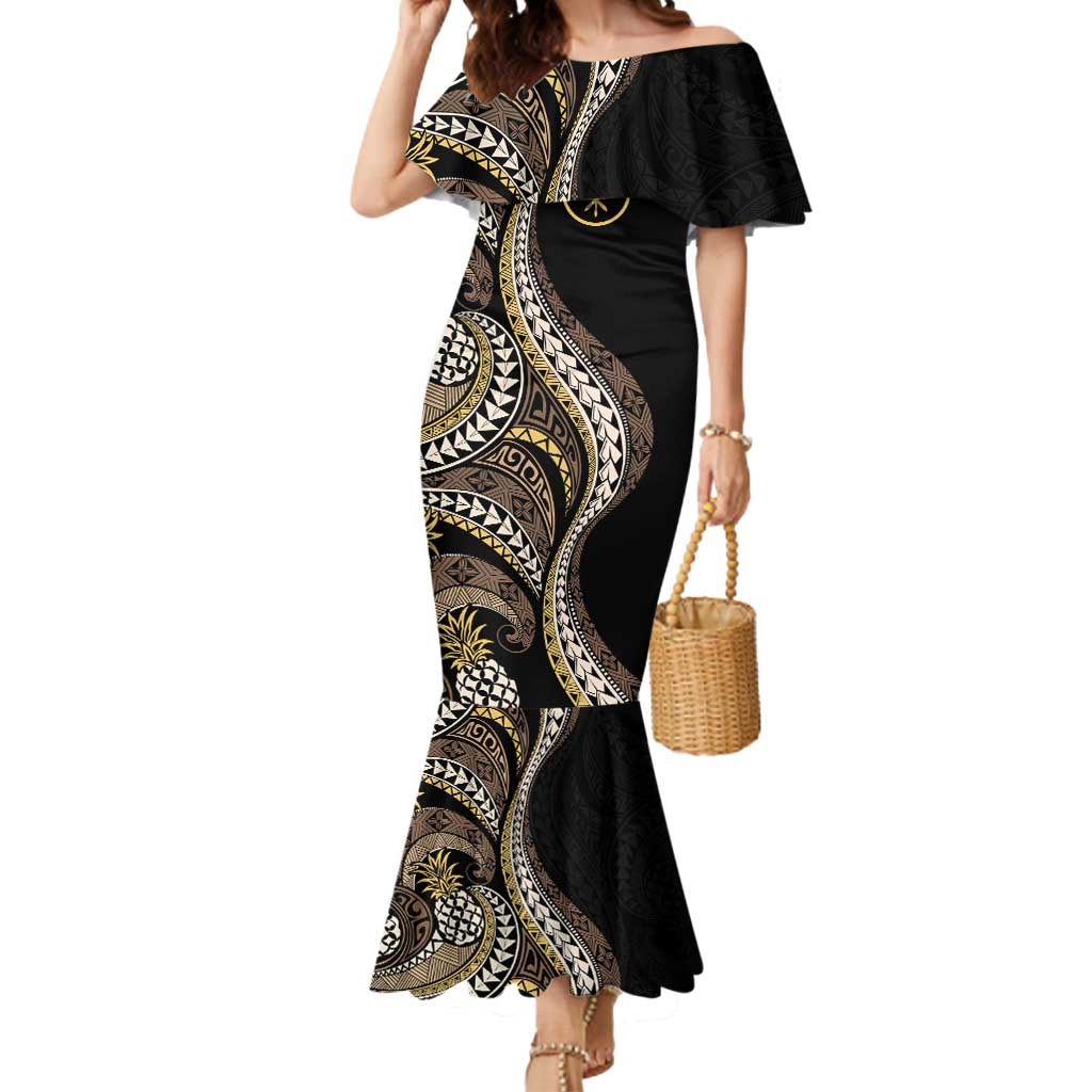 Hawaii Pineapple Brown Tribal Pattern Mermaid Dress - Polynesian Pride