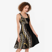 Hawaii Pineapple Brown Tribal Pattern Midi Dress - Polynesian Pride