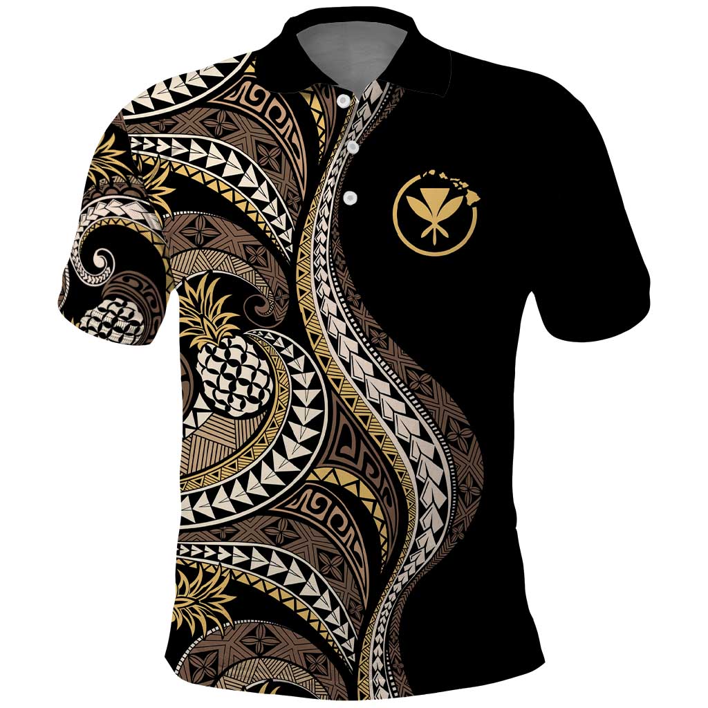 Hawaii Pineapple Brown Tribal Pattern Polo Shirt - Polynesian Pride