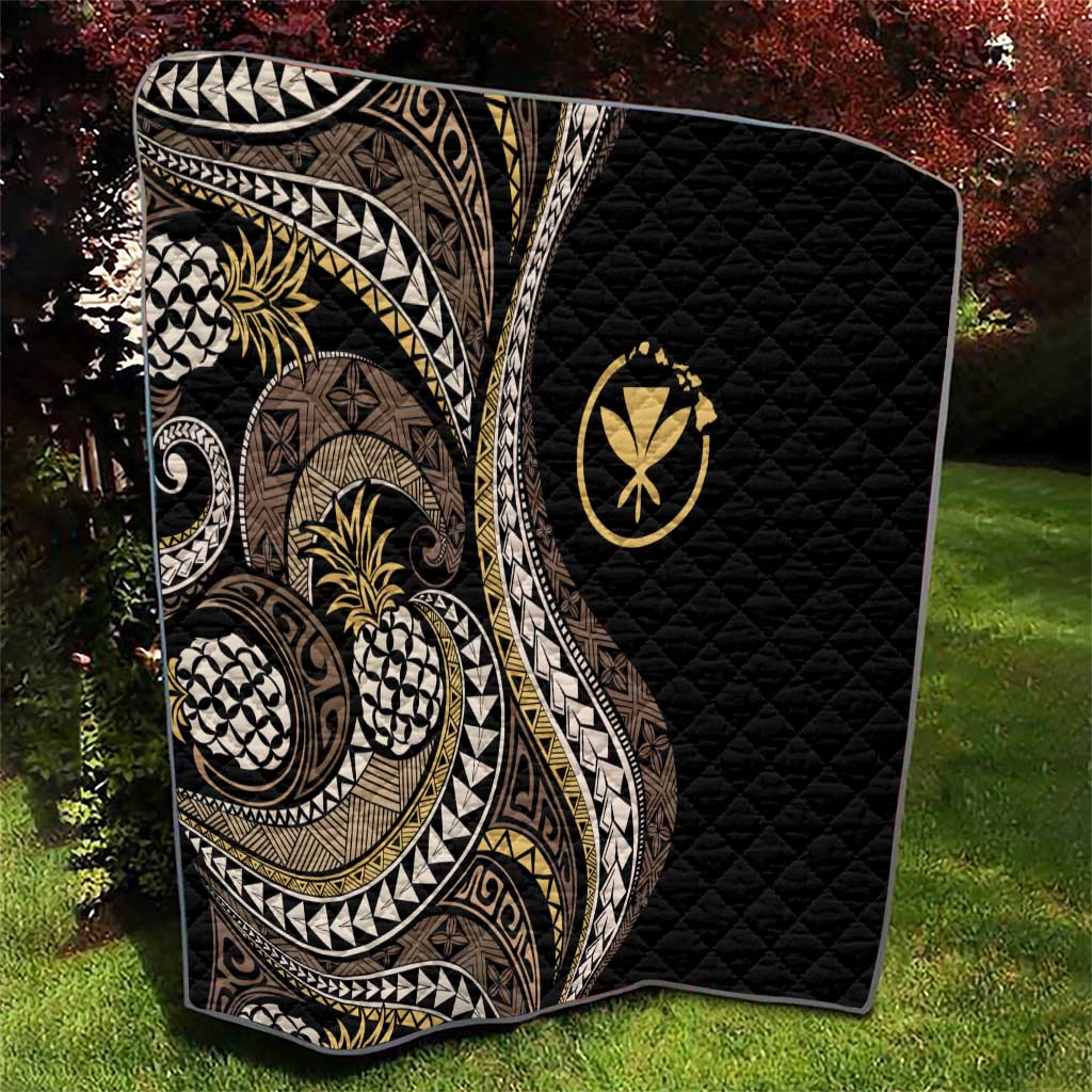 Hawaii Pineapple Brown Tribal Pattern Quilt - Polynesian Pride