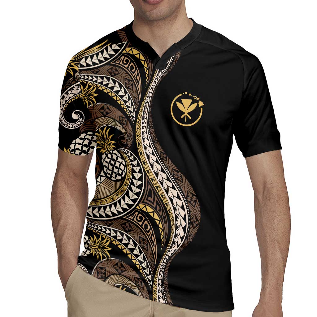 Hawaii Pineapple Brown Tribal Pattern Rugby Jersey - Polynesian Pride